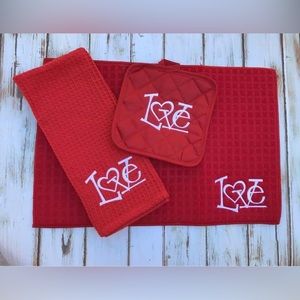 Kitchen Set-PotHolder-Towel-Dish Drying Matt